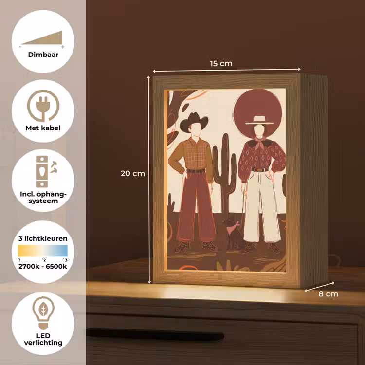 Gepersonaliseerde Lightbox - Mensen - Cowboykleding - Westerse stijl - Illustratie - Bruin — 7