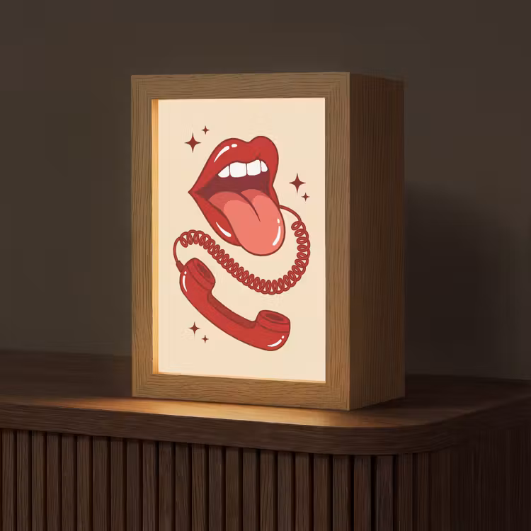 Gepersonaliseerde Lightbox - Mond - Telefoon - Popart - Rood - Illustratie — 1