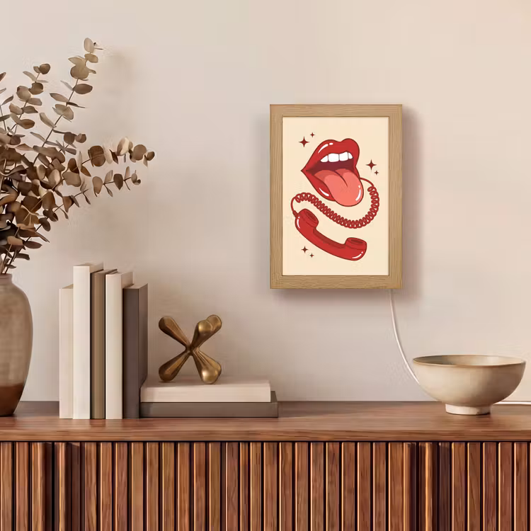 Gepersonaliseerde Lightbox - Mond - Telefoon - Popart - Rood - Illustratie — 4