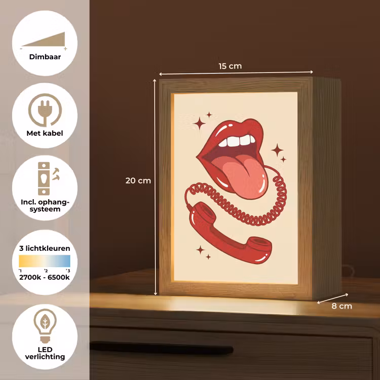 Gepersonaliseerde Lightbox - Mond - Telefoon - Popart - Rood - Illustratie — 7