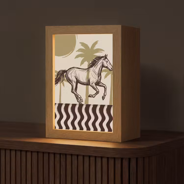 Gepersonaliseerde Lightbox - Paard - Galopperend - Woestijn - Illustratie — 1