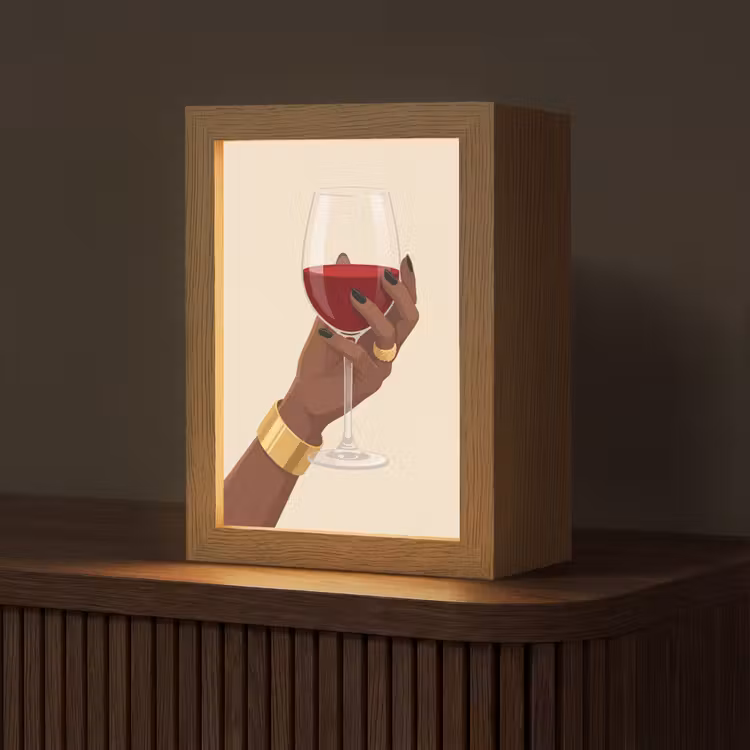 Gepersonaliseerde Lightbox - Vrouw - Wijn - Glas - Illustratie - Rood — 1