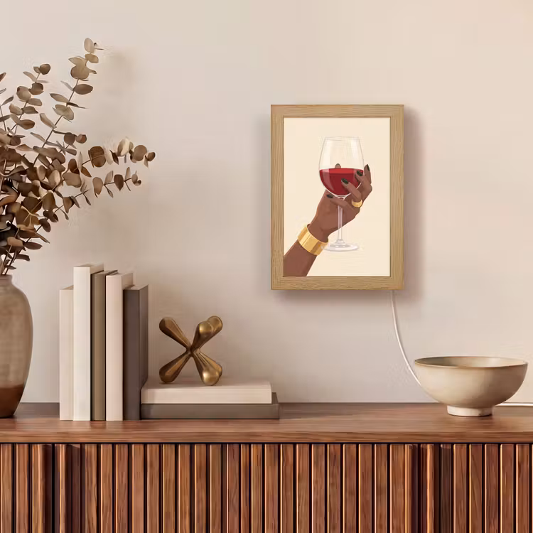 Gepersonaliseerde Lightbox - Vrouw - Wijn - Glas - Illustratie - Rood — 4