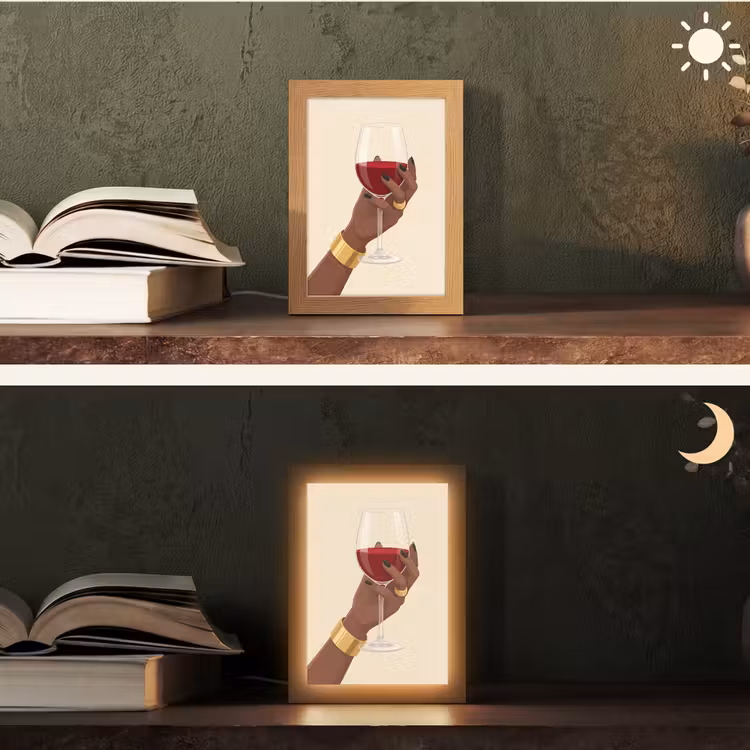 Gepersonaliseerde Lightbox - Vrouw - Wijn - Glas - Illustratie - Rood — 5