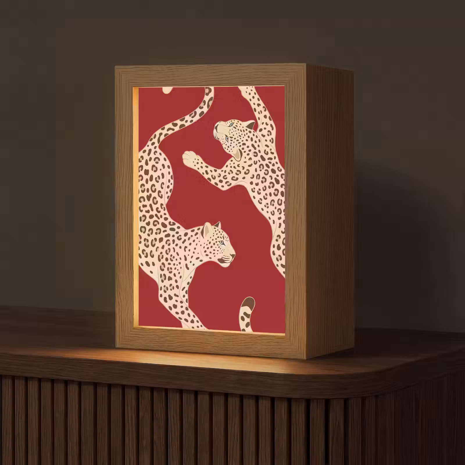 Gepersonaliseerde Lightbox - Dieren - Luipaard - Abstract - Rood - Modern — 1