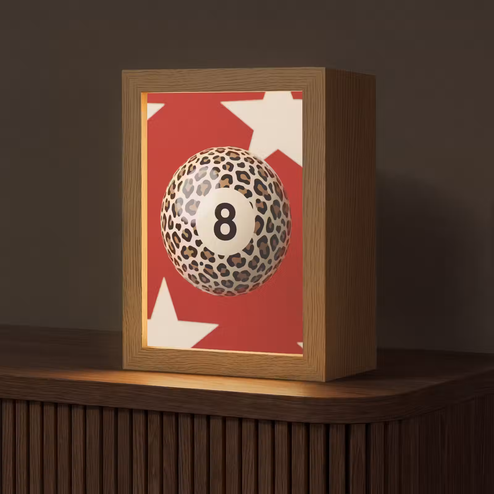 Gepersonaliseerde Lightbox - Spel - Dierenprint - Nummer 8 - Modern - Rood — 1