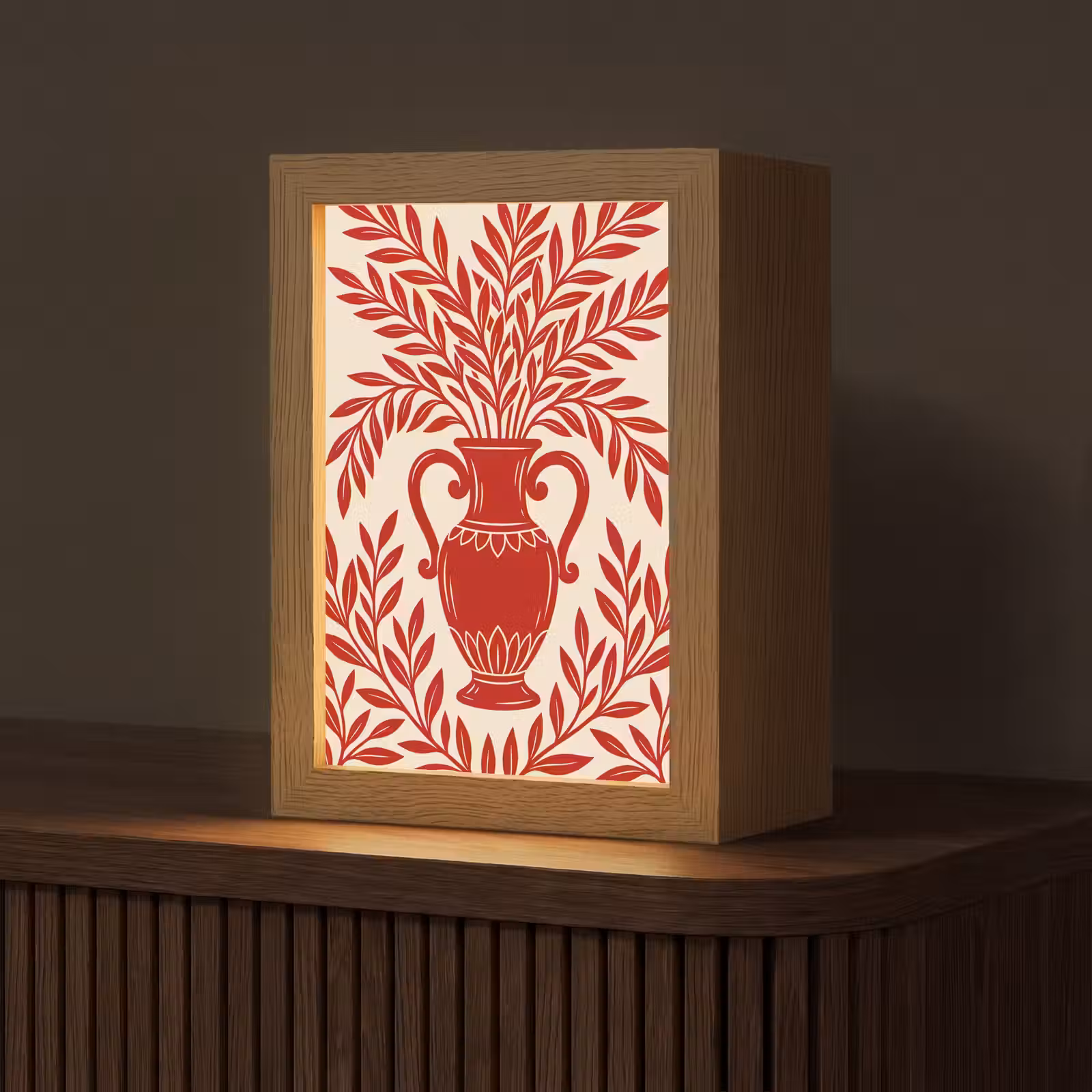 Gepersonaliseerde Lightbox - Vaas - Planten - Decoratie - Abstract - Rood — 1