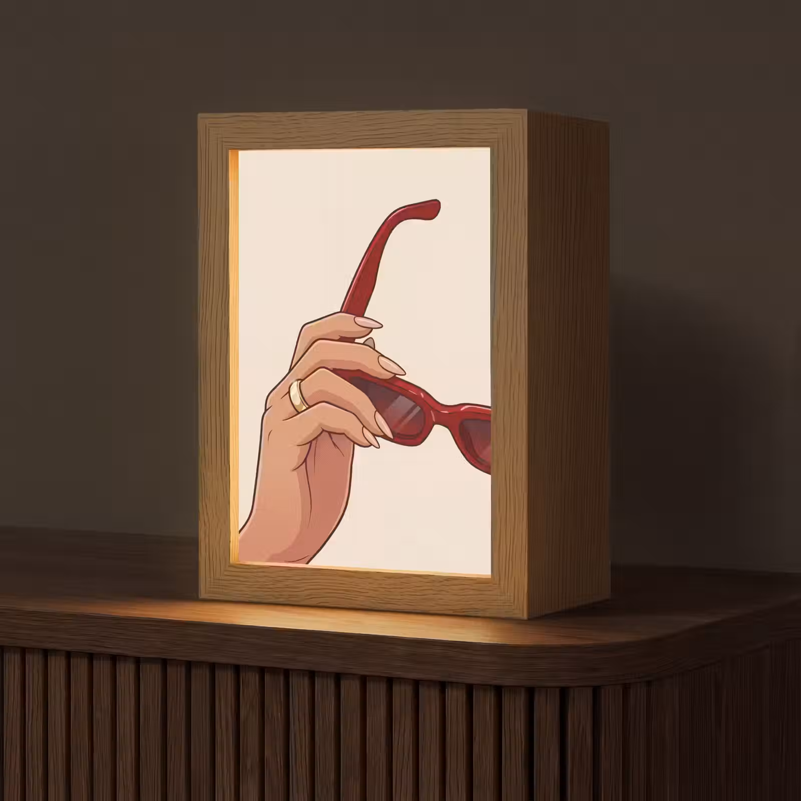 Gepersonaliseerde Lightbox - Vrouw - Zonnebril - Mode - Rood - Illustratie — 1
