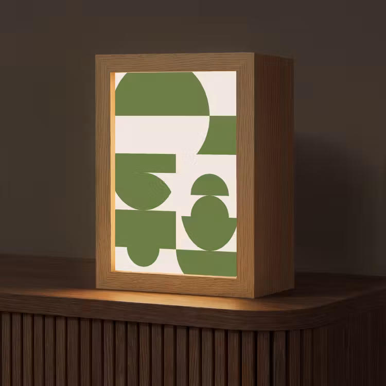 Gepersonaliseerde Lightbox - Abstract - Geometrie - Modern - Groen - Wit — 1