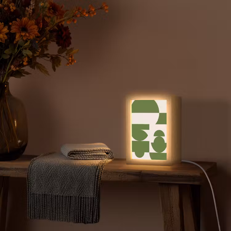 Gepersonaliseerde Lightbox - Abstract - Geometrie - Modern - Groen - Wit — 3