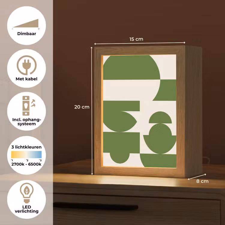 Gepersonaliseerde Lightbox - Abstract - Geometrie - Modern - Groen - Wit — 7