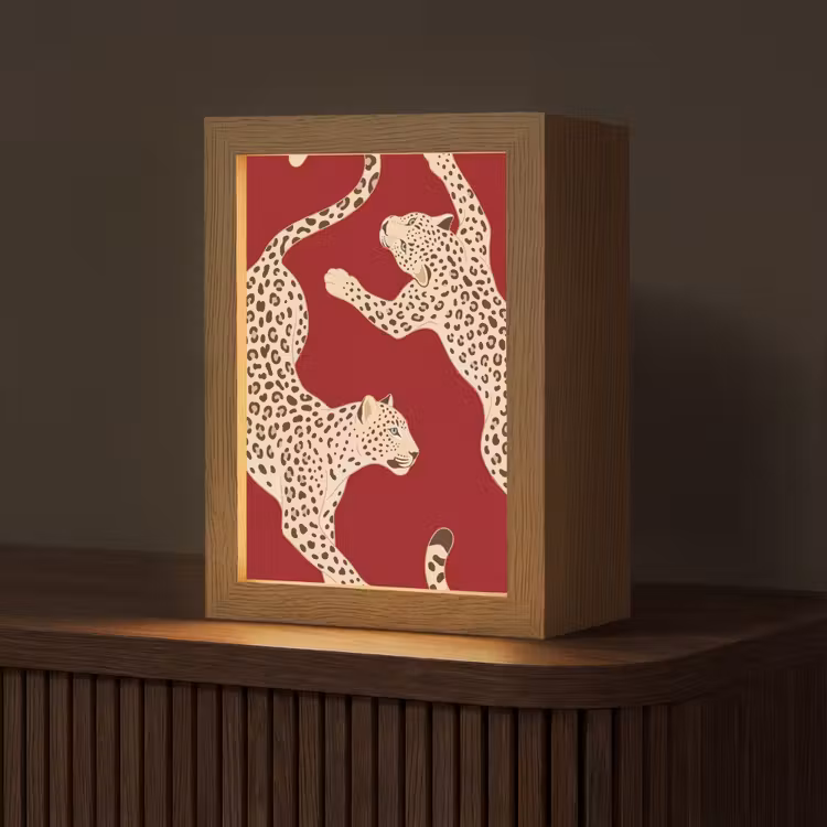 Gepersonaliseerde Lightbox - Dieren - Luipaard - Abstract - Rood - Modern — 1