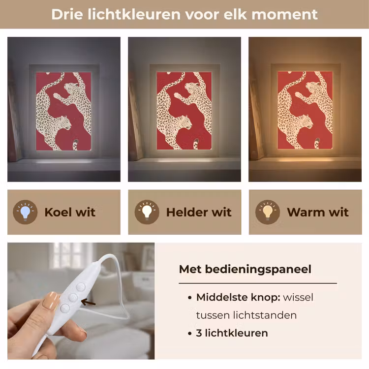 Gepersonaliseerde Lightbox - Dieren - Luipaard - Abstract - Rood - Modern — 6