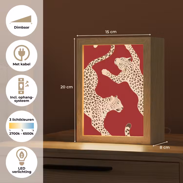 Gepersonaliseerde Lightbox - Dieren - Luipaard - Abstract - Rood - Modern — 7