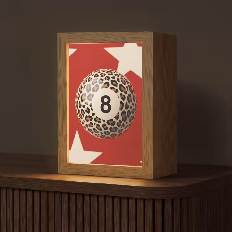 Gepersonaliseerde Lightbox - Spel - Dierenprint - Nummer 8 - Modern - Rood — 1