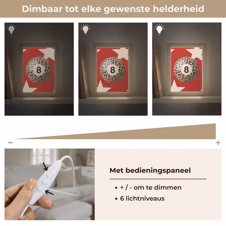 Gepersonaliseerde Lightbox - Spel - Dierenprint - Nummer 8 - Modern - Rood — 8