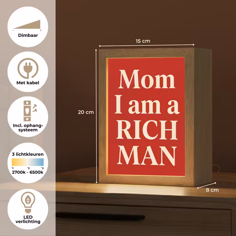 Gepersonaliseerde Lightbox - Tekst - Rijkdom - Motivatie - Rood - Modern — 7