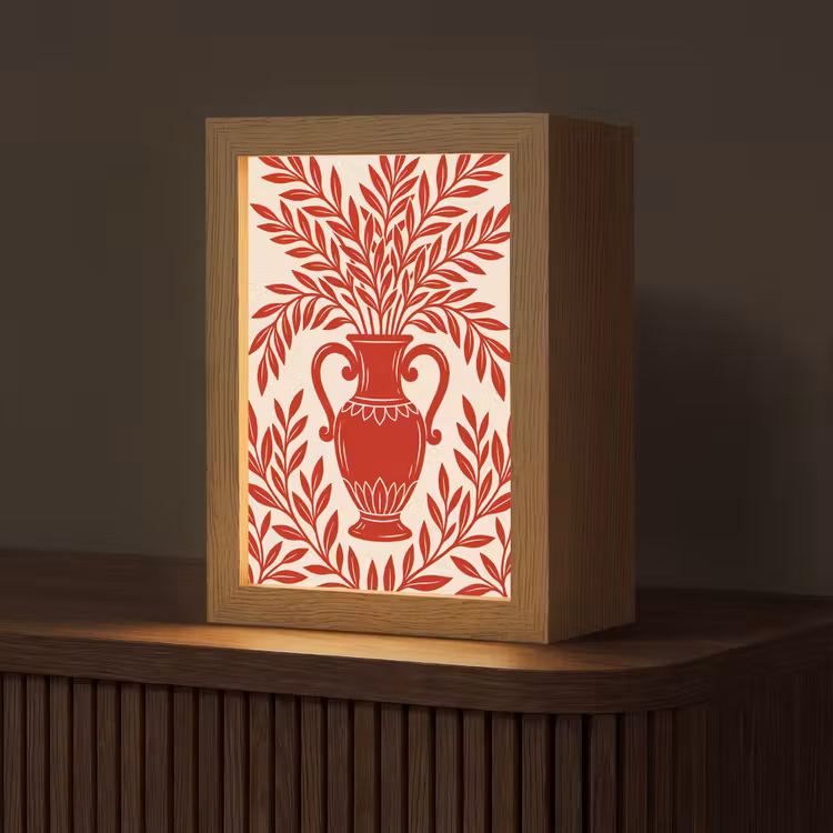 Gepersonaliseerde Lightbox - Vaas - Planten - Decoratie - Abstract - Rood — 1