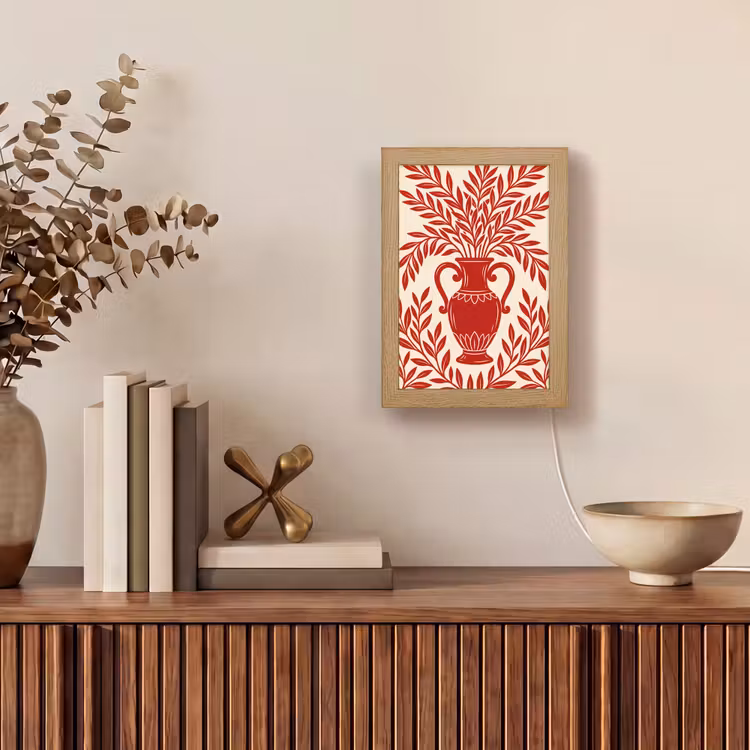 Gepersonaliseerde Lightbox - Vaas - Planten - Decoratie - Abstract - Rood — 4