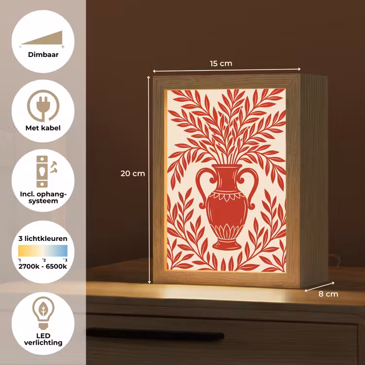 Gepersonaliseerde Lightbox - Vaas - Planten - Decoratie - Abstract - Rood — 7