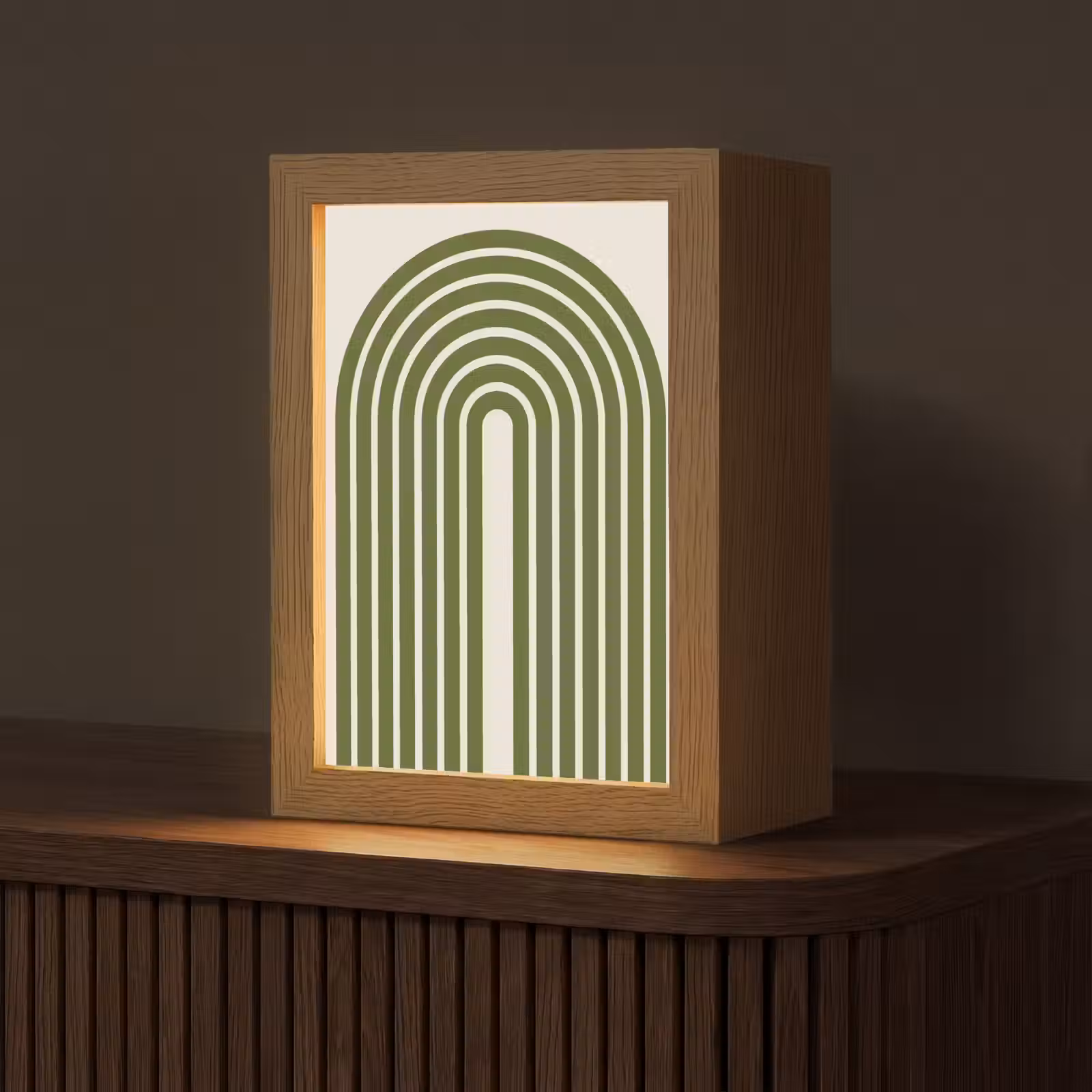 Gepersonaliseerde Lightbox - Abstract - Bogen - Modern - Groen - Kunst — 1
