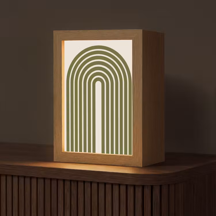 Gepersonaliseerde Lightbox - Abstract - Bogen - Modern - Groen - Kunst — 1