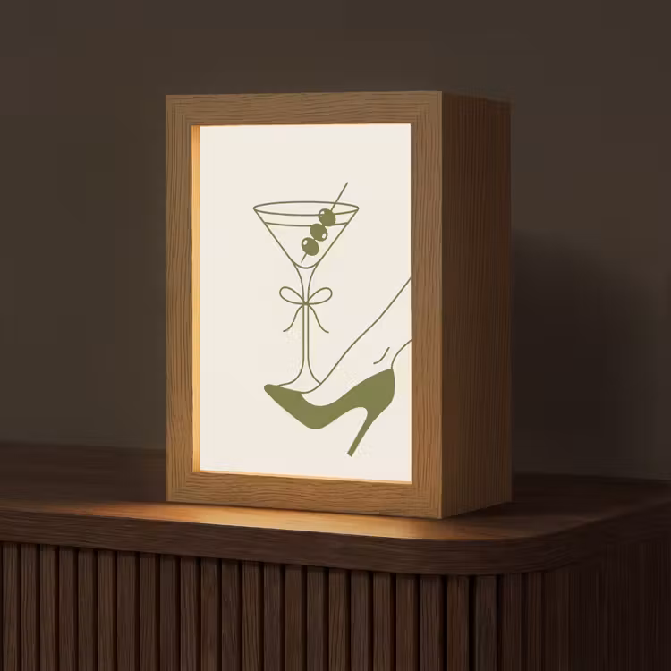 Gepersonaliseerde Lightbox - Drank - Martini - Hoge hak - Mode - Groen — 1