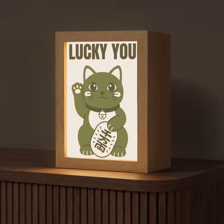 Gepersonaliseerde Lightbox - Kat - Geluk - Dieren - Modern - Groen — 1