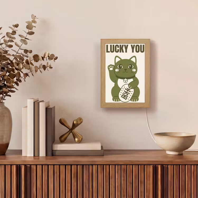 Gepersonaliseerde Lightbox - Kat - Geluk - Dieren - Modern - Groen — 4