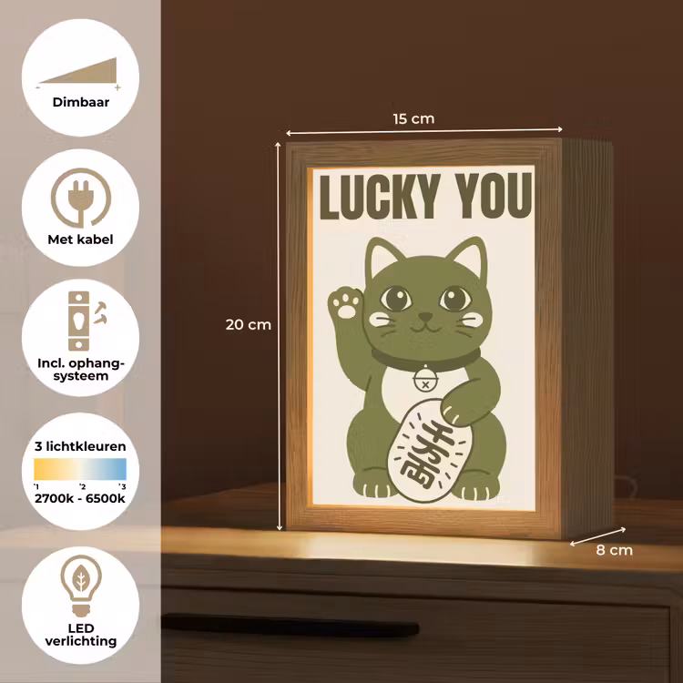 Gepersonaliseerde Lightbox - Kat - Geluk - Dieren - Modern - Groen — 7