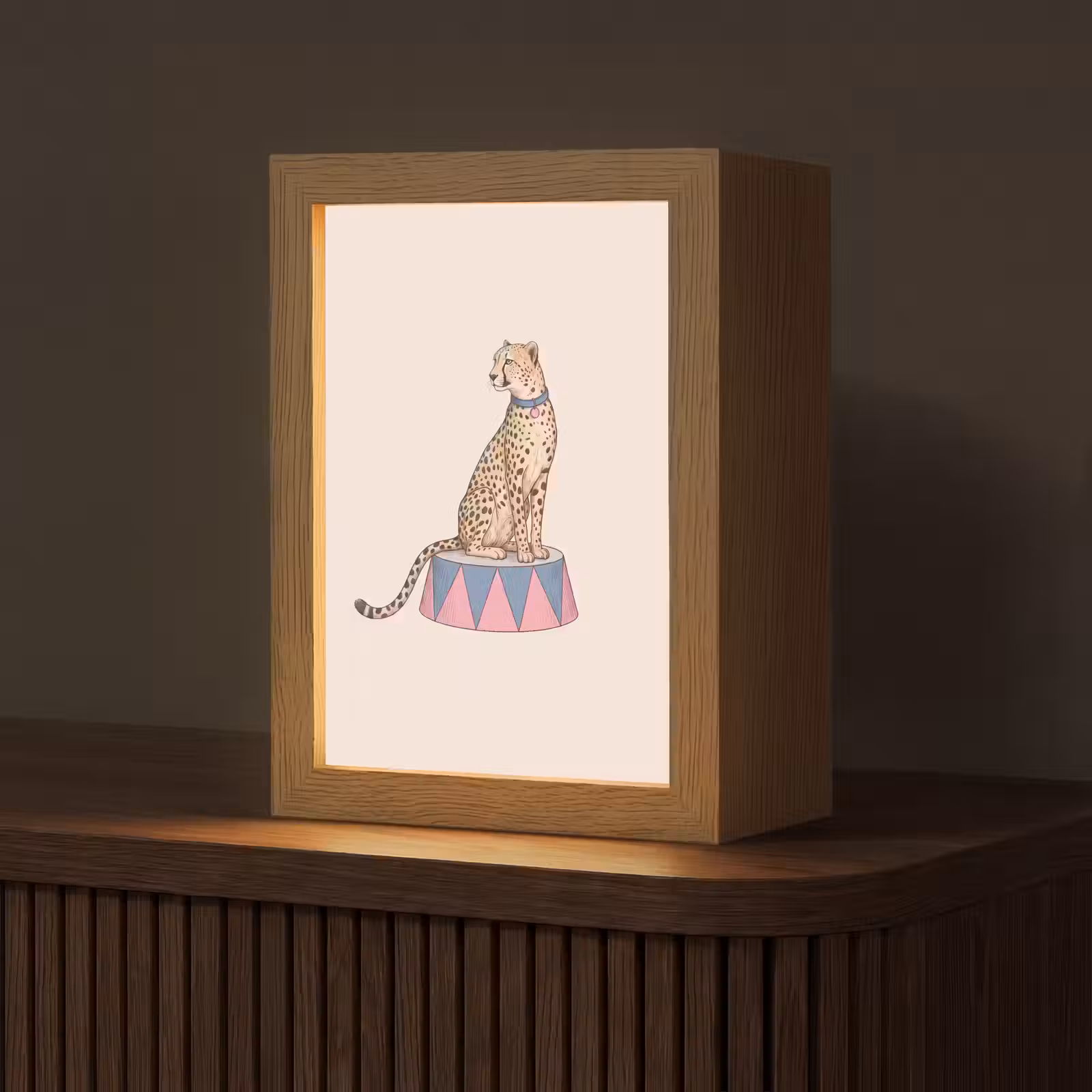 Gepersonaliseerde Lightbox - Dieren - Circus - Illustratie - Vintage - Roze — 1