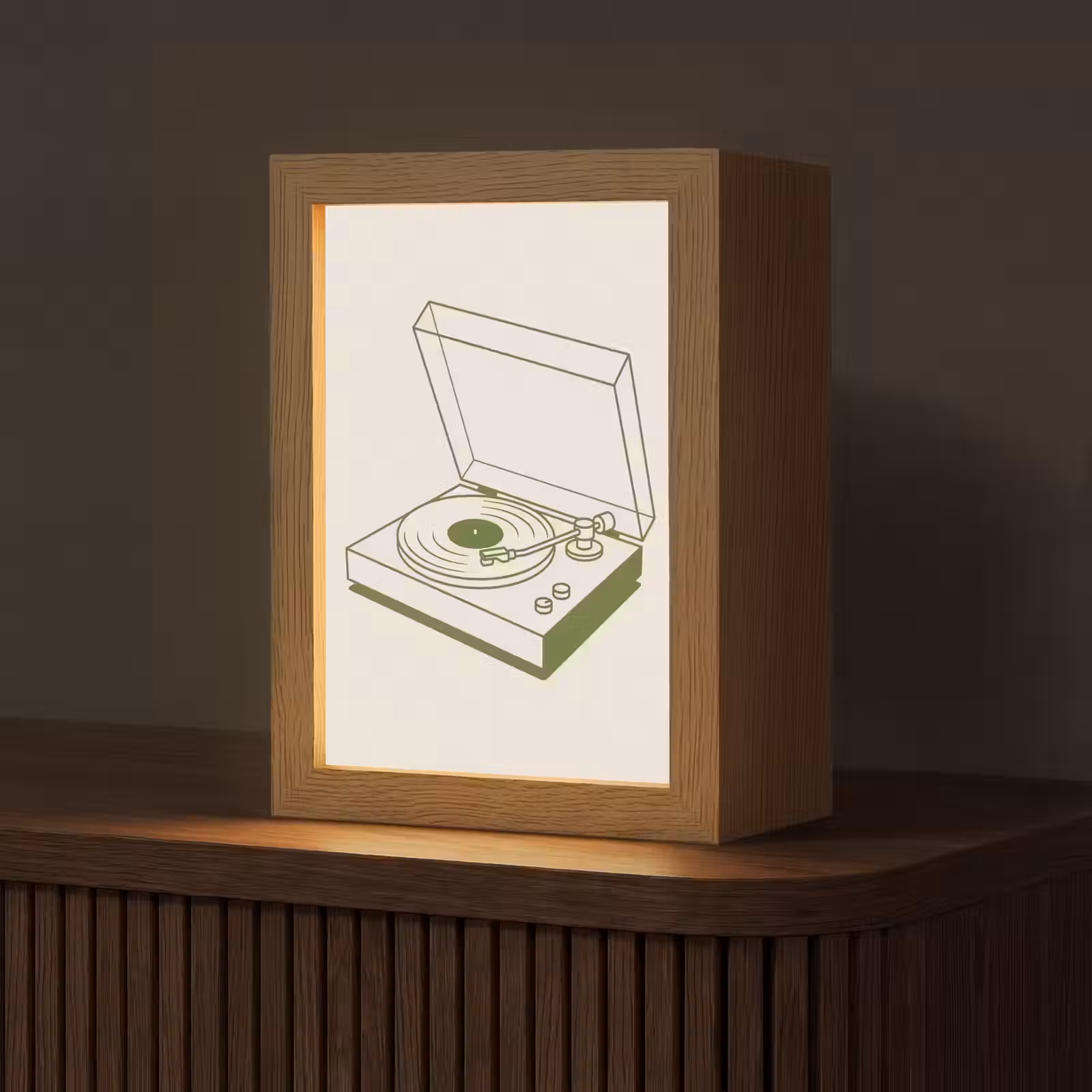 Gepersonaliseerde Lightbox - Platenspeler - Vinyl - Muziek - Minimalistisch - Groen — 1