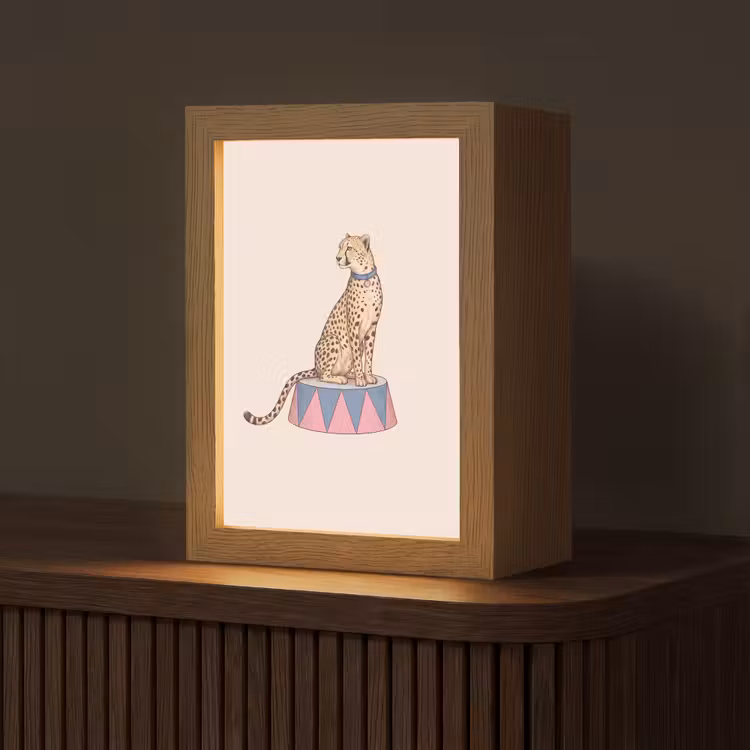 Gepersonaliseerde Lightbox - Dieren - Circus - Illustratie - Vintage - Roze — 1