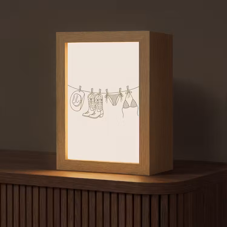 Gepersonaliseerde Lightbox - Kleding - Waslijn - Zomer - Lijntekening - Groen — 1