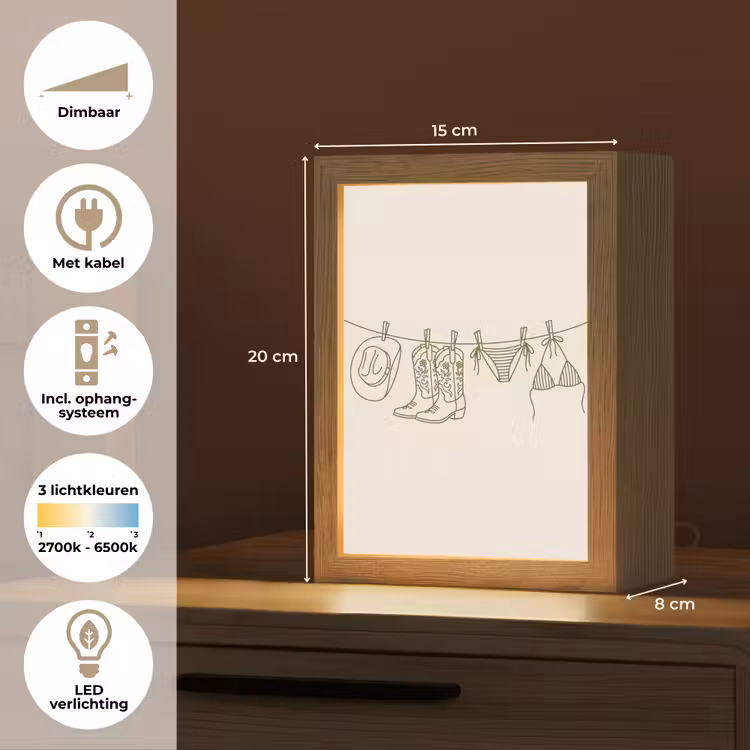 Gepersonaliseerde Lightbox - Kleding - Waslijn - Zomer - Lijntekening - Groen — 7