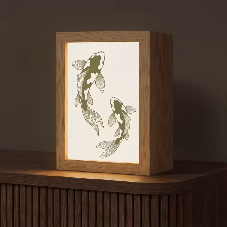 Gepersonaliseerde Lightbox - Vis - Zwemmend - Groen - Abstract - Dieren — 1