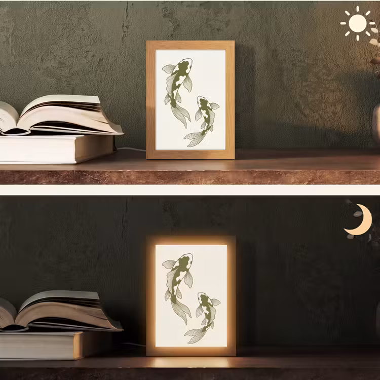 Gepersonaliseerde Lightbox - Vis - Zwemmend - Groen - Abstract - Dieren — 5