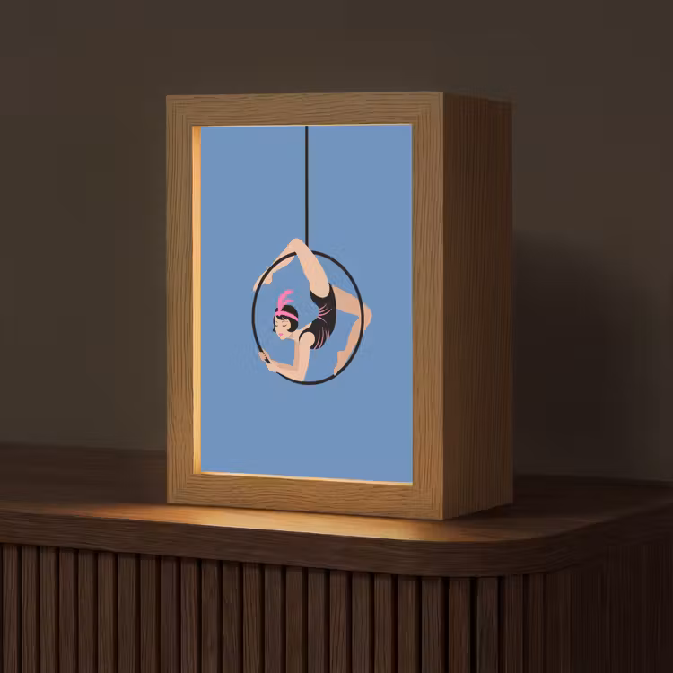 Gepersonaliseerde Lightbox - Vrouw - Aerial hoop - Art deco - Illustratie - Blauw — 1