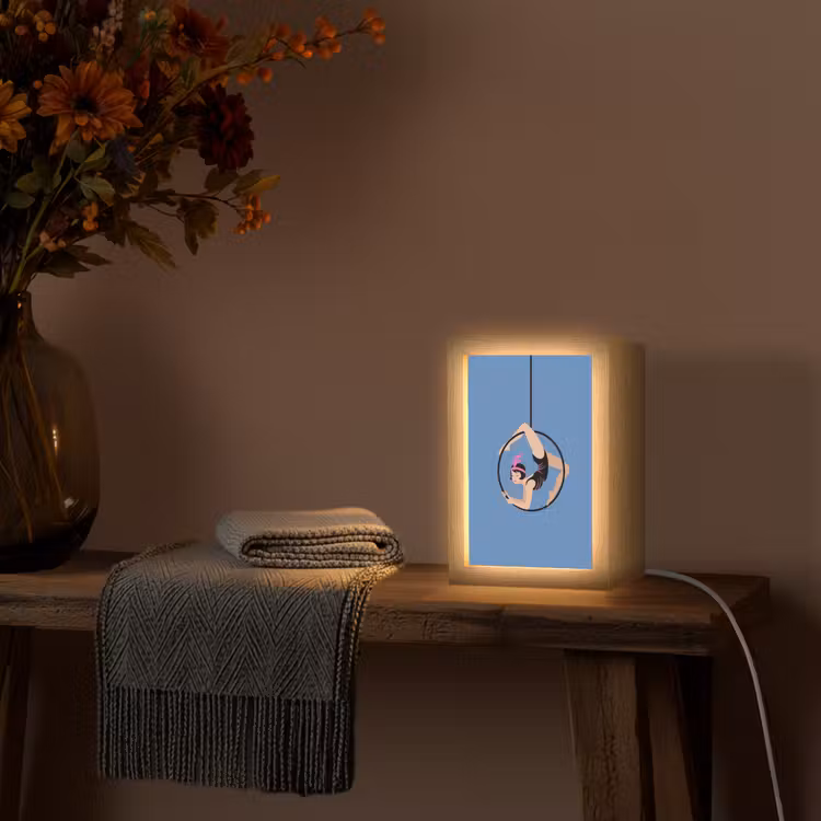 Gepersonaliseerde Lightbox - Vrouw - Aerial hoop - Art deco - Illustratie - Blauw — 3