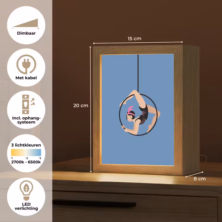 Gepersonaliseerde Lightbox - Vrouw - Aerial hoop - Art deco - Illustratie - Blauw — 7