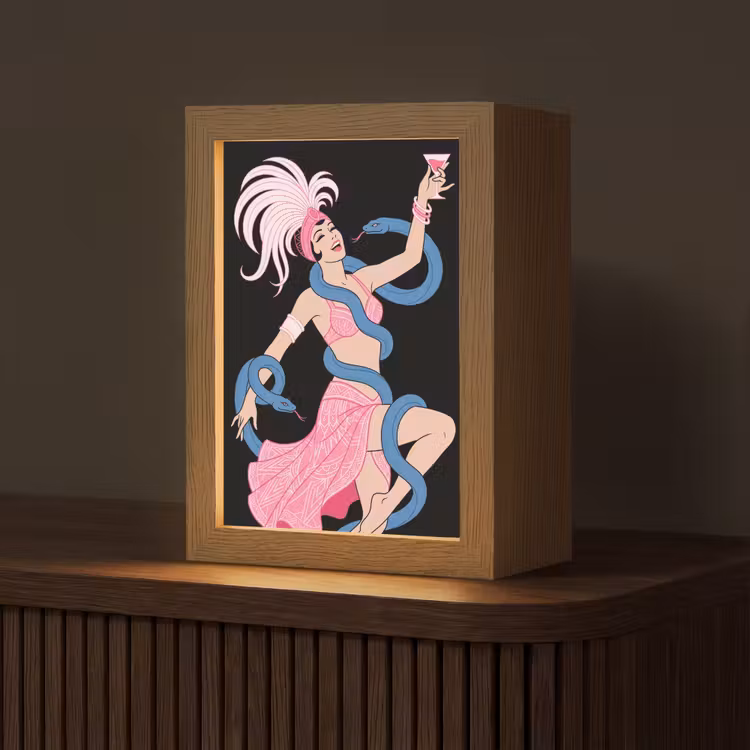 Gepersonaliseerde Lightbox - Vrouw - Danseres - Slangen - Art Deco - Roze — 1