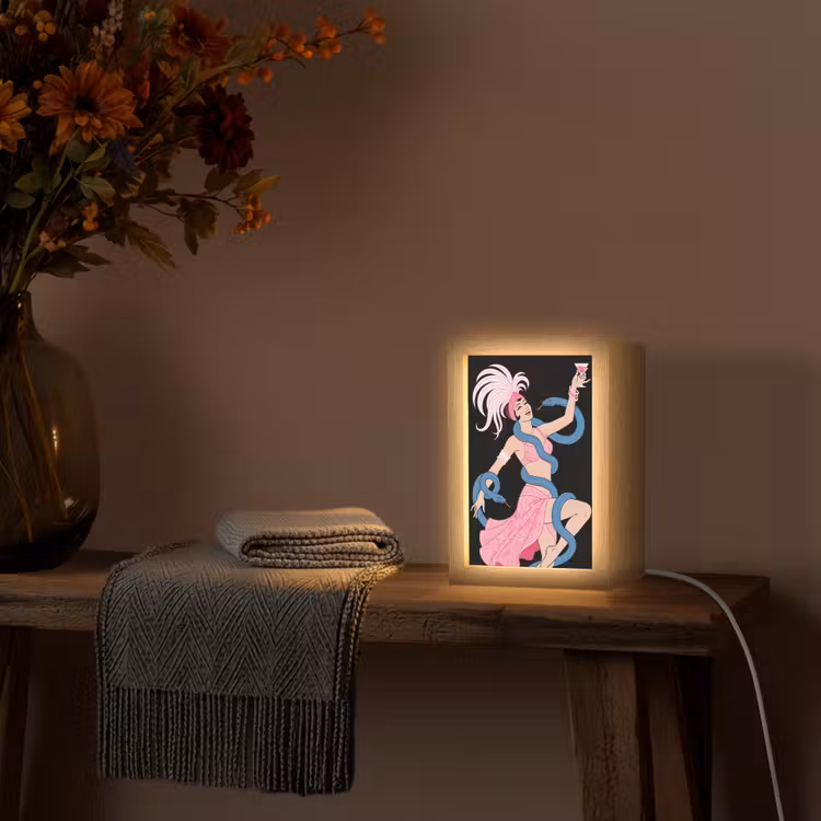 Gepersonaliseerde Lightbox - Vrouw - Danseres - Slangen - Art Deco - Roze — 3