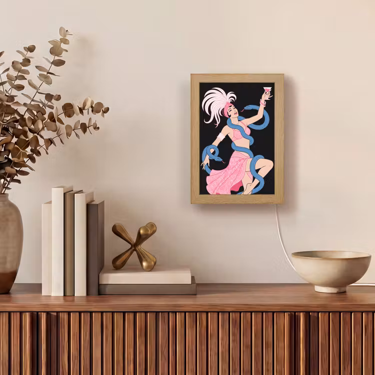 Gepersonaliseerde Lightbox - Vrouw - Danseres - Slangen - Art Deco - Roze — 4