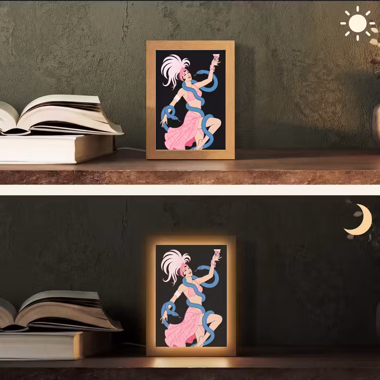 Gepersonaliseerde Lightbox - Vrouw - Danseres - Slangen - Art Deco - Roze — 5