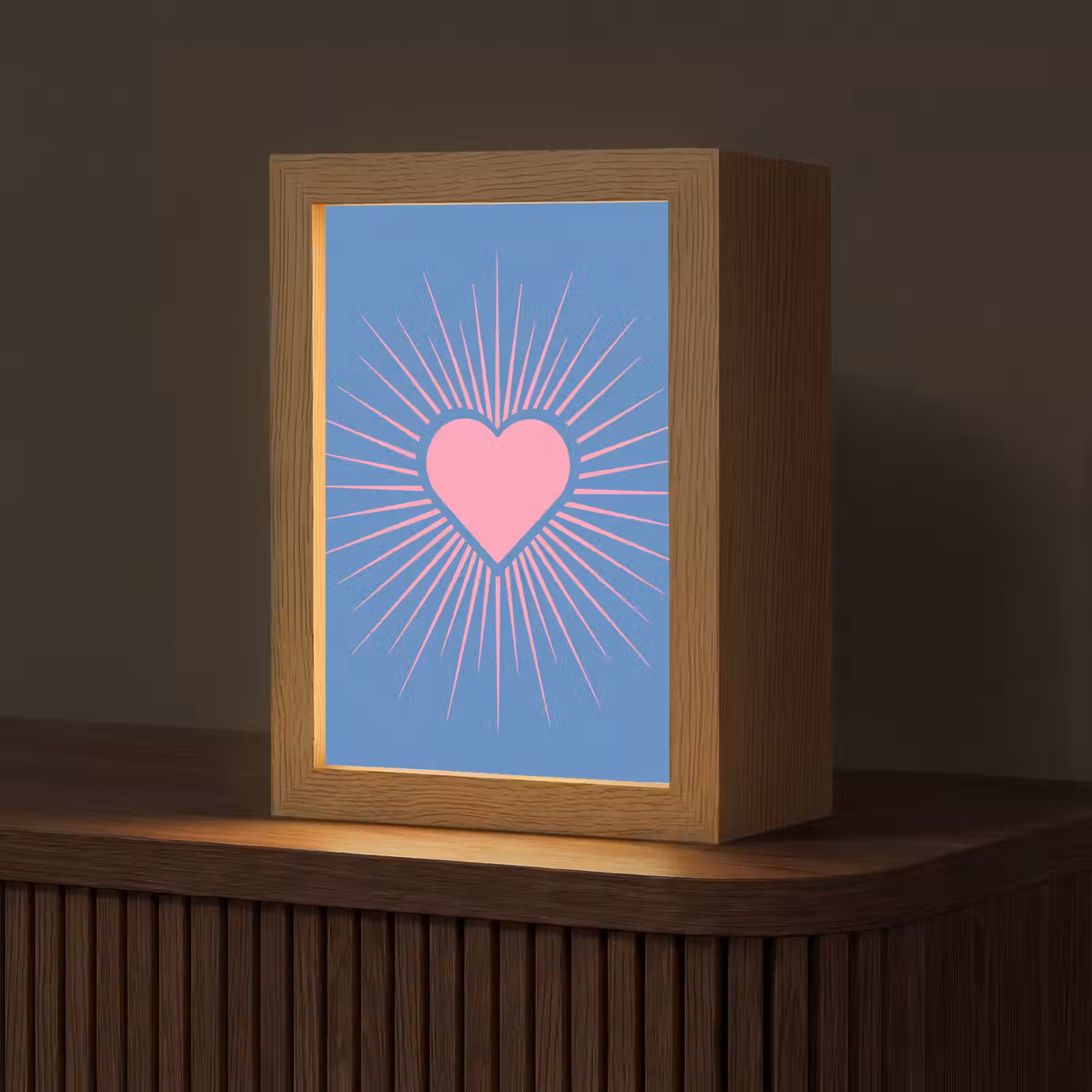 Gepersonaliseerde Lightbox - Hart - Stralen - Liefde - Modern - Roze — 1