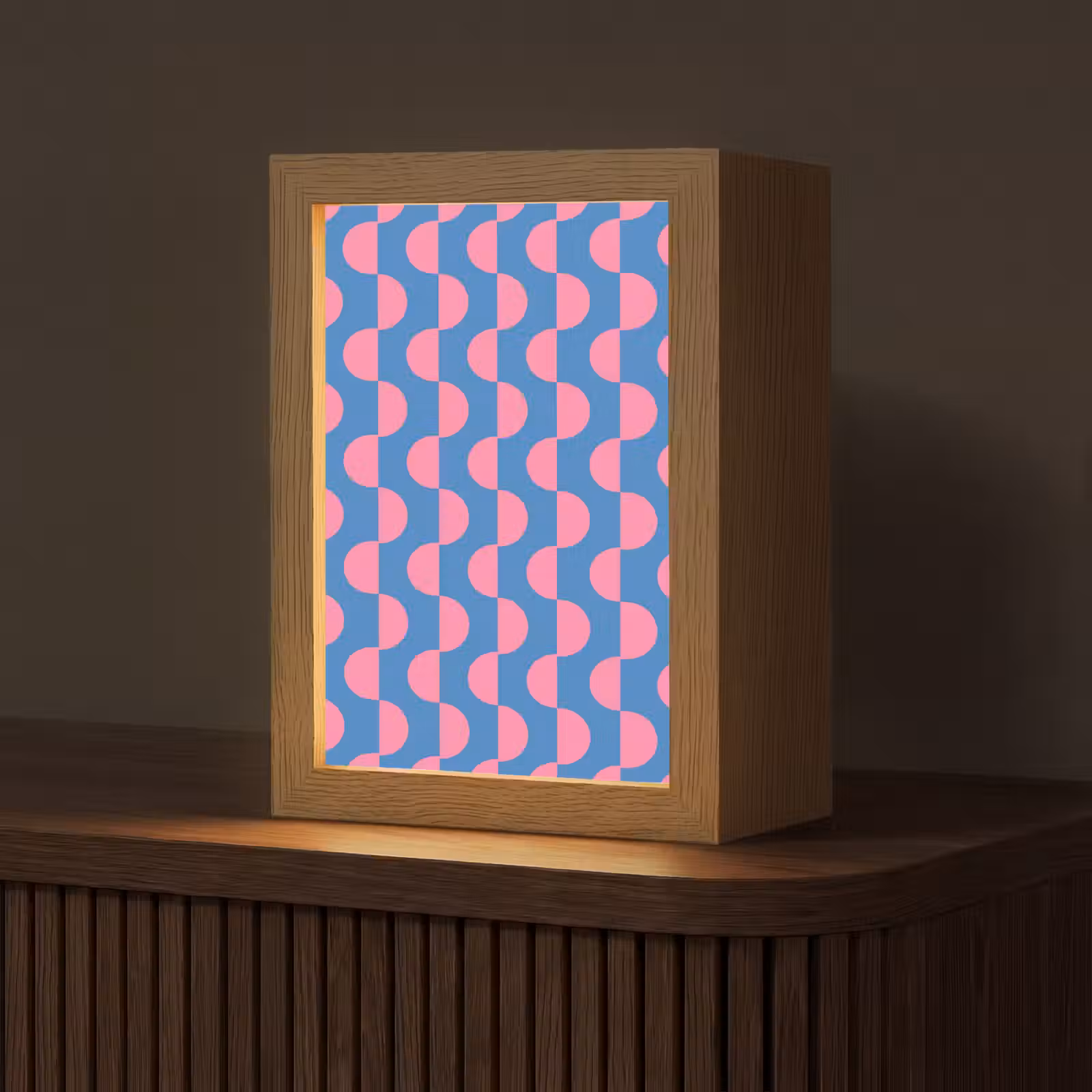 Gepersonaliseerde Lightbox - Patroon - Halve cirkels - Abstract - Modern - Roze - Blauw — 1