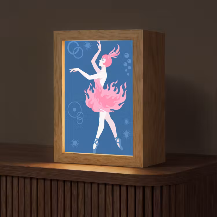 Gepersonaliseerde Lightbox - Danseres - Vlammenrok - Abstract - Roze - Blauw — 1