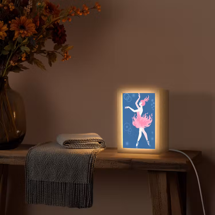 Gepersonaliseerde Lightbox - Danseres - Vlammenrok - Abstract - Roze - Blauw — 3