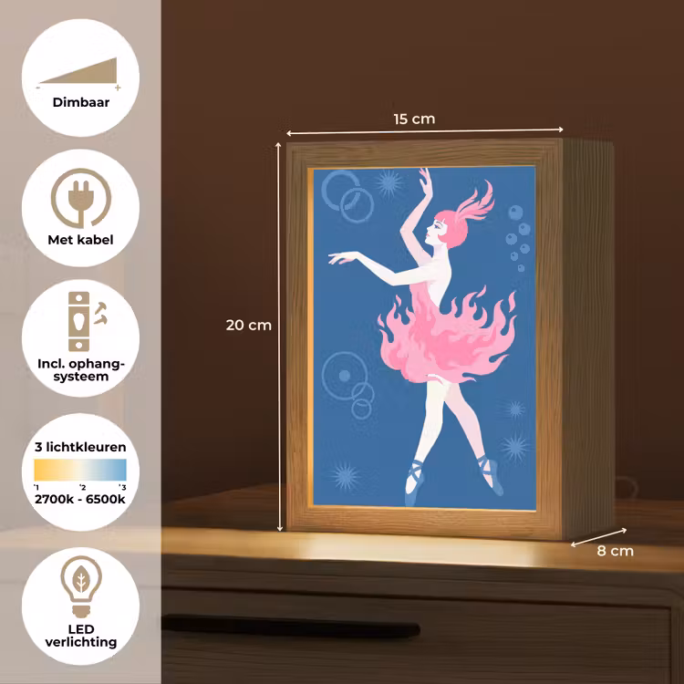 Gepersonaliseerde Lightbox - Danseres - Vlammenrok - Abstract - Roze - Blauw — 7
