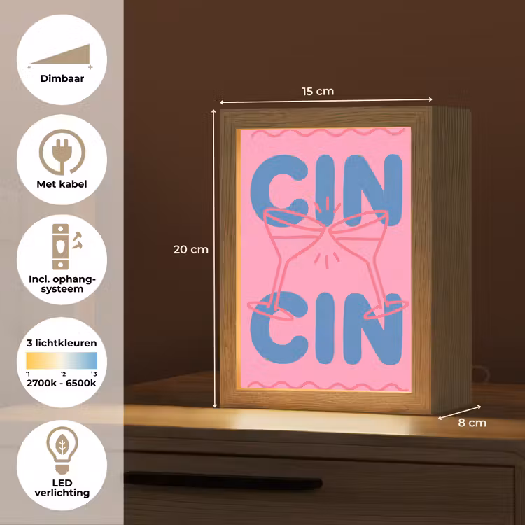 Gepersonaliseerde Lightbox - Drank - Glazen - Proost - Modern - Roze — 7